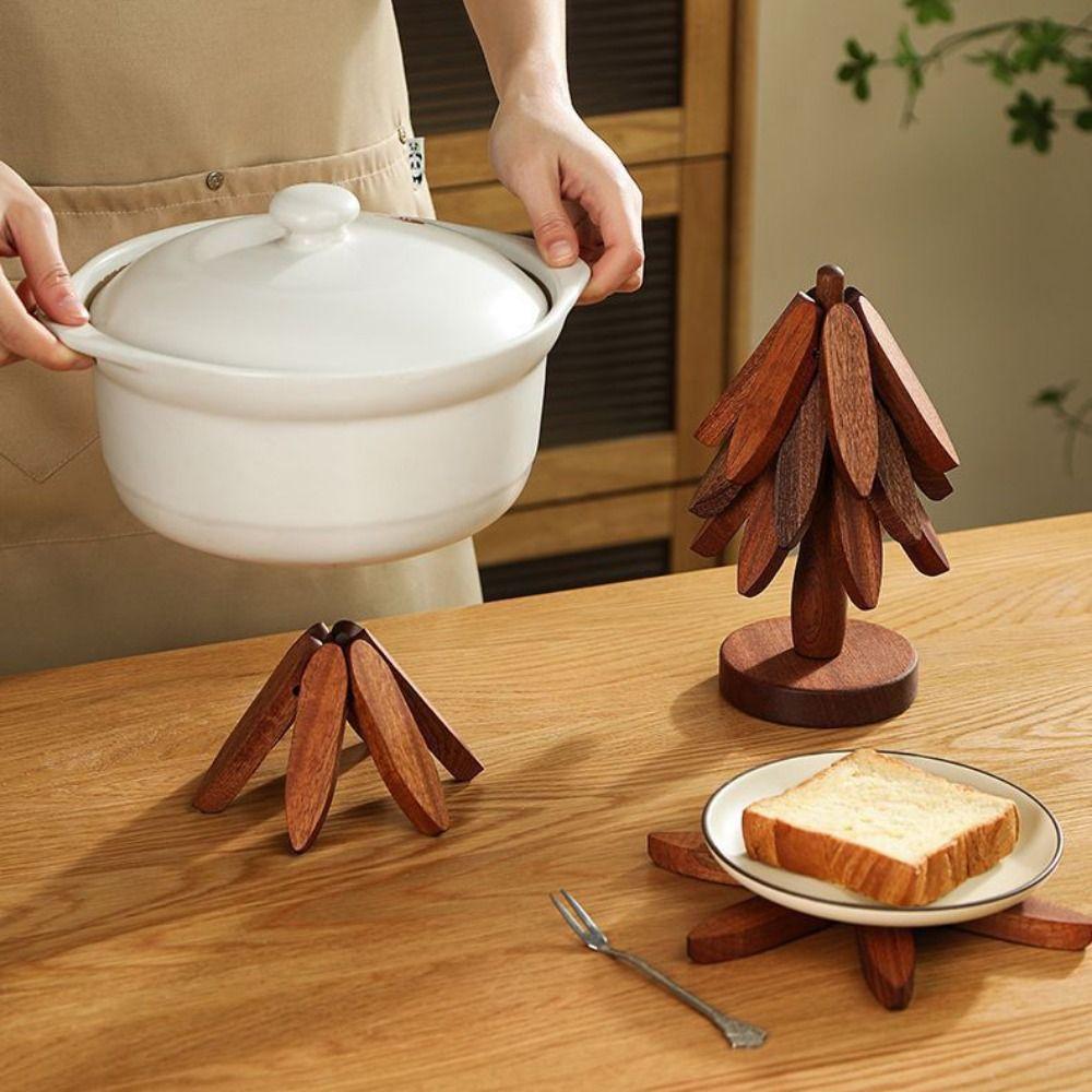 Foldable Wooden Trivets Anti Scald Insulation Pads Multifunctional Christmas Tree Coaster  Kitchen