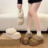 Fleece Warm Thick-bottomed Fluffy Slippers for Women's Winter Wear, New Non-slip Small Height-increasing Boken Cotton Slippers