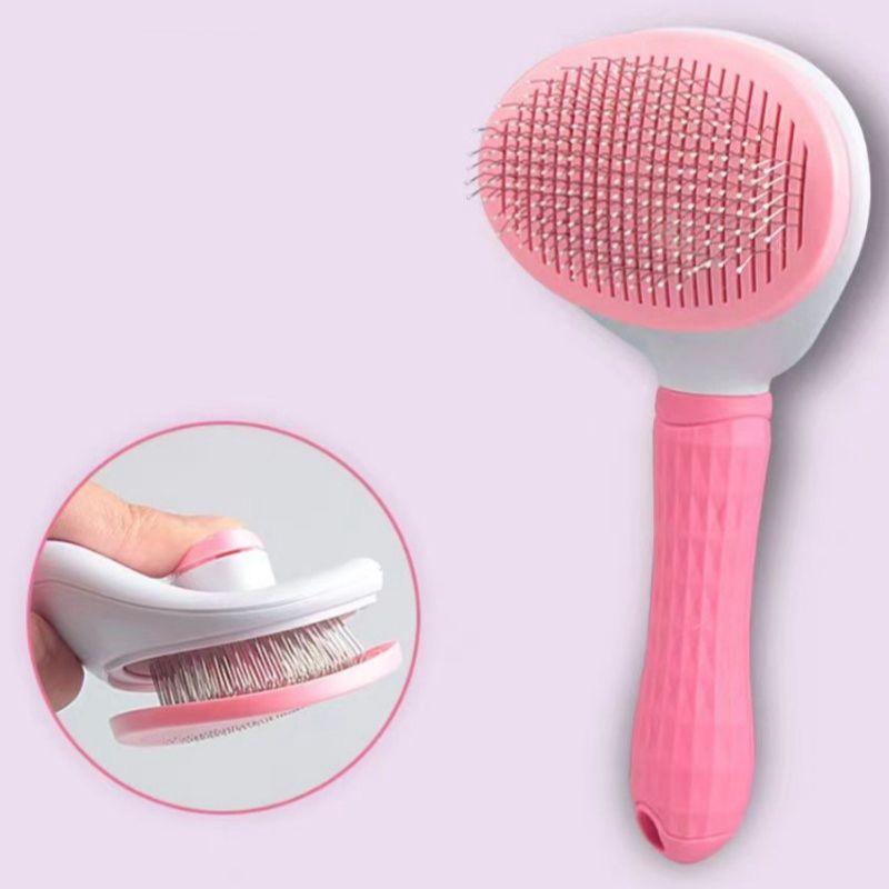 Pet Dog Brush Cat Comb Self Cleaning Care Cat Brush Stainless Steel Comb Cat Grooming Tools Pets Dematting Comb Dogs Accessories
