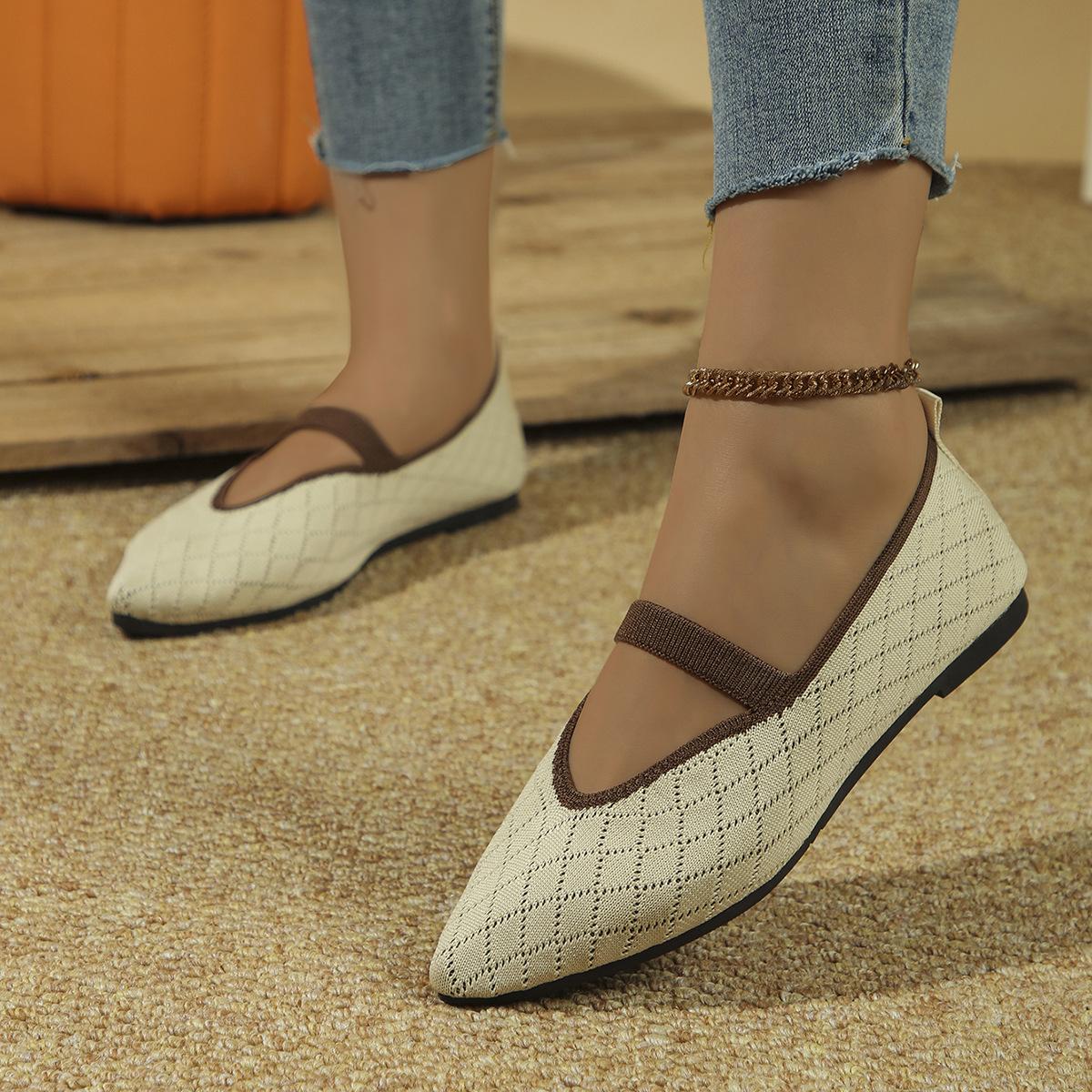 

Женские туфли Flying Woven Bean на плоской подошве с острым носком и небольшим вырезом 43 бежевый