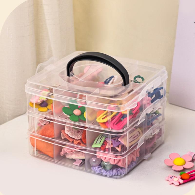 3 Tier 18-Grid Transparent Adjustable Stackable Compartment Slot Plastic Storage Box For Organizing Toys Jewelry Accessories
