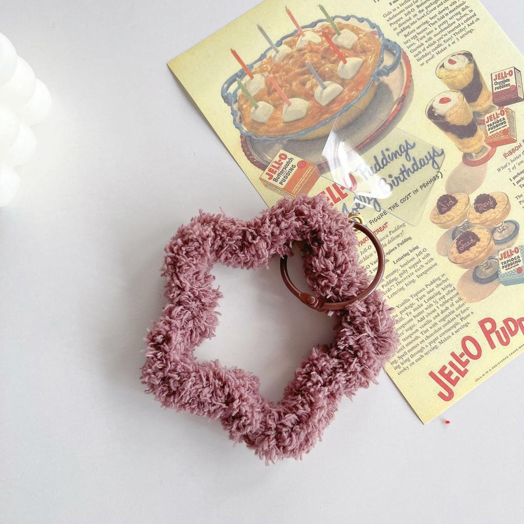 Japanese and Korean Plush Star Bracelet Wrist Strap Phone Case Keychain Autumn Winter Versatile with Spacer Hanging Buckle New Sweet Style