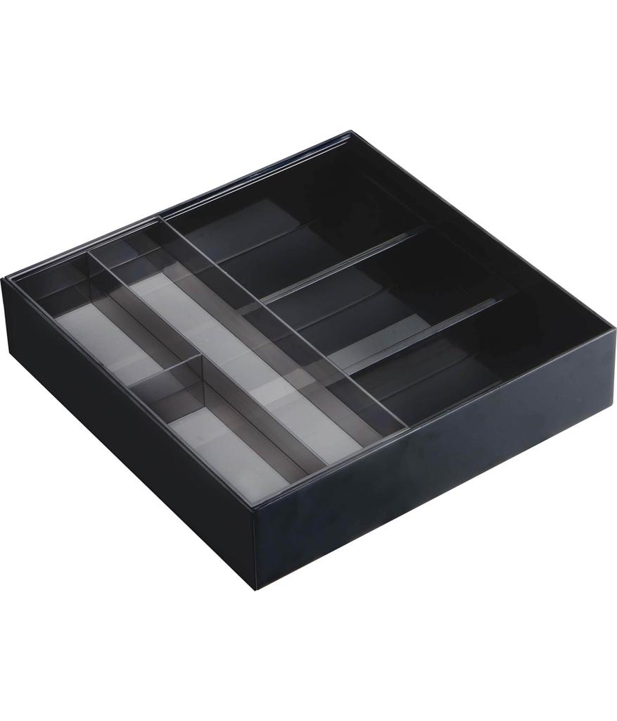 Yamazaki Tower Extendable & Sliding Desk Tray, Black, Approx. W25 x D24.6-45 x H5.7cm, Drawer Storage Case, Model 3442