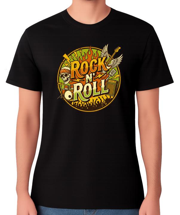 Rock N Roll Vintage Music Graphic Unisex T-Shirt Rockstar Classic Guitar Tee S разноцветный