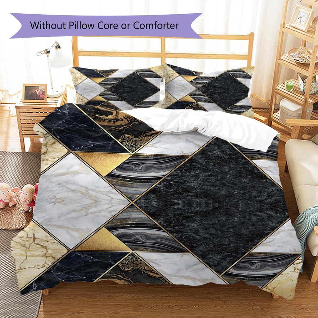 Abstract Geometric Pattern Bedding Quilt Set Quilt Cover Pillowcase Home Decoration Birthday Gift (1 * duvet cover + 2 * pillowcase, without core)