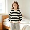 Sudadera de Manga Larga a Rayas con Cuello Redondo para Niños y Niñas, Jersey Casual Cómodo para Otoño e Invierno