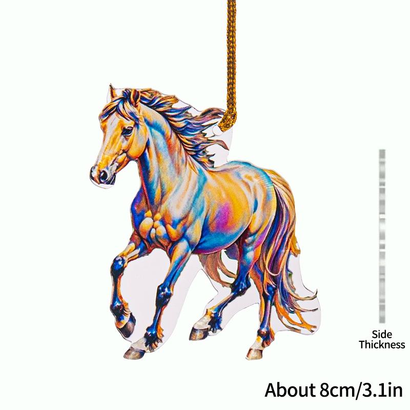 2D Acrylic Horse Pendant Christmas Tree Ornament New Year Decoration Navidad Party Decoration Xmas Ornament Charms Supplies