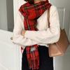 Cheese Shop ~ Red Plaid Scarf Women'S Winter Retro Net Red Check Warm Knit Scarf Wind