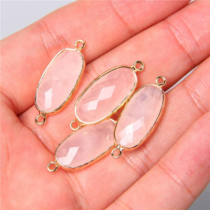 2pcs 10X26mm Natural Double Loop Crystal Stone Connector Pendant Charm Amethys for Jewelry Making Necklace Earring Accessory