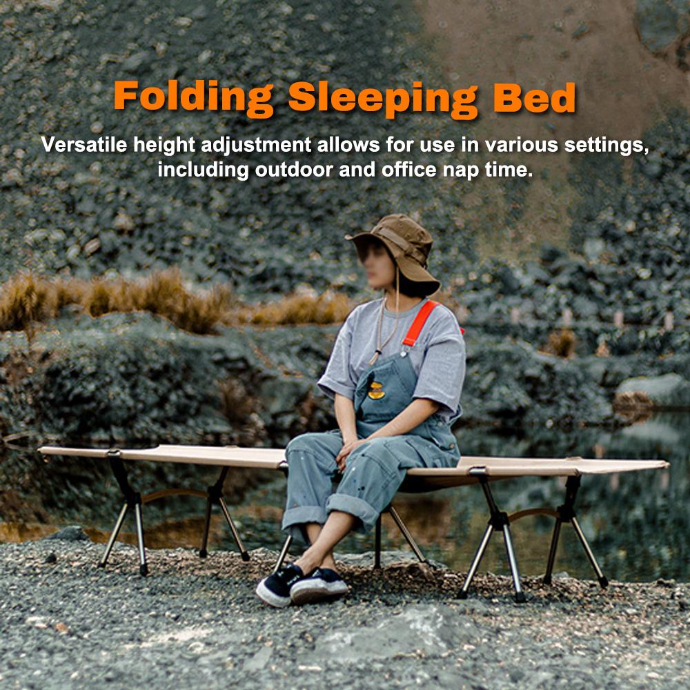 Outdoor Ultralight Portable Folding Sleeping Bed Office Siesta Noon Break Bed Aluminum Alloy Rod