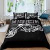 Letto con motivo a motocicletta con stampa 3D, set da tre pezzi di cuscini, letto matrimoniale grande, biancheria da letto per la casa