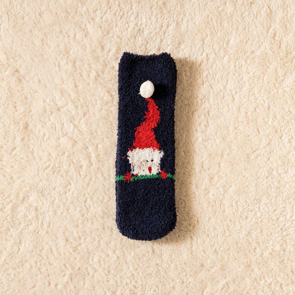 

Green Floor Sleep Socks Winter Christmas Socks Coral Velvet Socks Women Hosiery Middle Tube Socks P