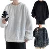Men Sweatshirt Keep Warm Solid Color Long Sleeves Loose Pullover Plush Thick Soft Comfortable Men Winter Tops for Outdoor
