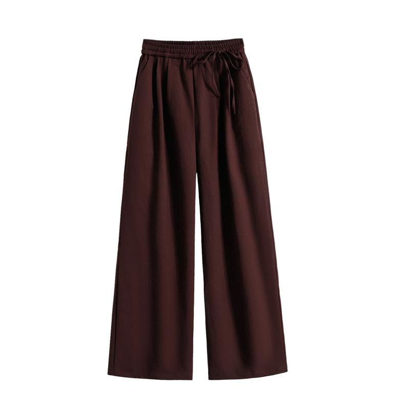 DIMANAF 2026 Autumn Winter Plus Size Long Pants Women Elastic Waist Loose Solid Casual Basic Trousers Pants Wide Leg Pants