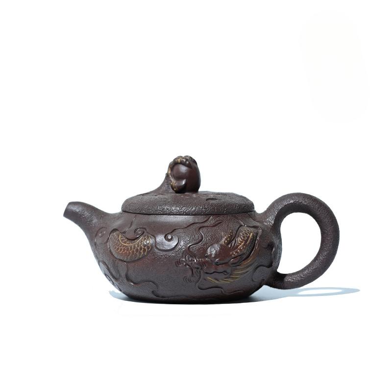 240ml Handmade Yixing Purple Clay Teapots Handmade Dragon Pot Raw Ore Plum Red Mud Tea Maker Kettle With Infuser Zisha Tea Set