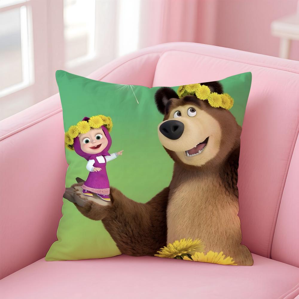 Kreskówka M-Masza i Niedźwiedź Poszewka na Poduszkę Wygodna Dwustronna Poszewka Idealna do Samochodu Sofy Sypialni i Nie Tylko