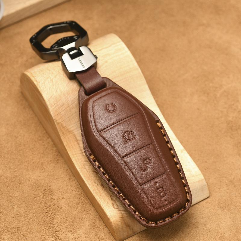 Leather Car Remote Key Fob Cover Key Fob Case For Byd Atto 3 Han Ev Dolphin