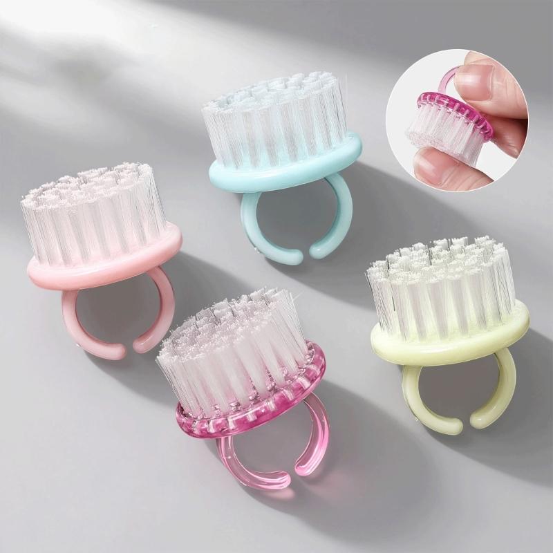 Pack Of 4 Round Head Nail Cleaning Brushes In Macaron Colors For Gentle Nail Hygiene Ergonomic Grip And Portable Travel Friendly Design