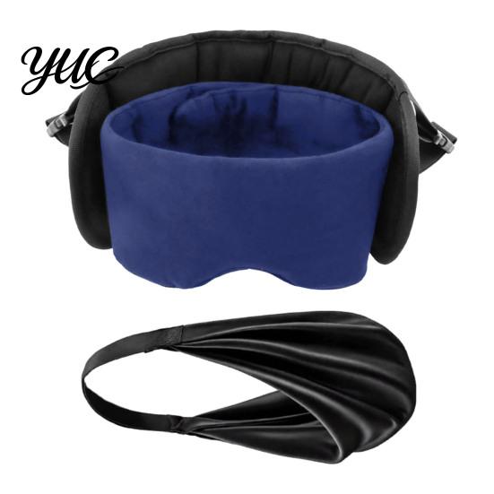 Adjustable Head Support 3-in-1 Travel Sleep Mask Set, Blackout Eye Cover with Neck Pillow & Road Trip Comfort Gear Arm Support, Portable Rest Kit for