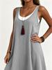 Women's Sleeveless Fake Two-Piece Vest Dress, Casual A-Line Midi Dress, Loose Fit, Color Block Patchwork, U-Neck, Cotton Blend