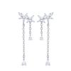 925 Silver Needle Long Chain Stud Earrings For Women Exquisite Zircon Geometric Tassel Pendant Earrings Luxury Jewelry