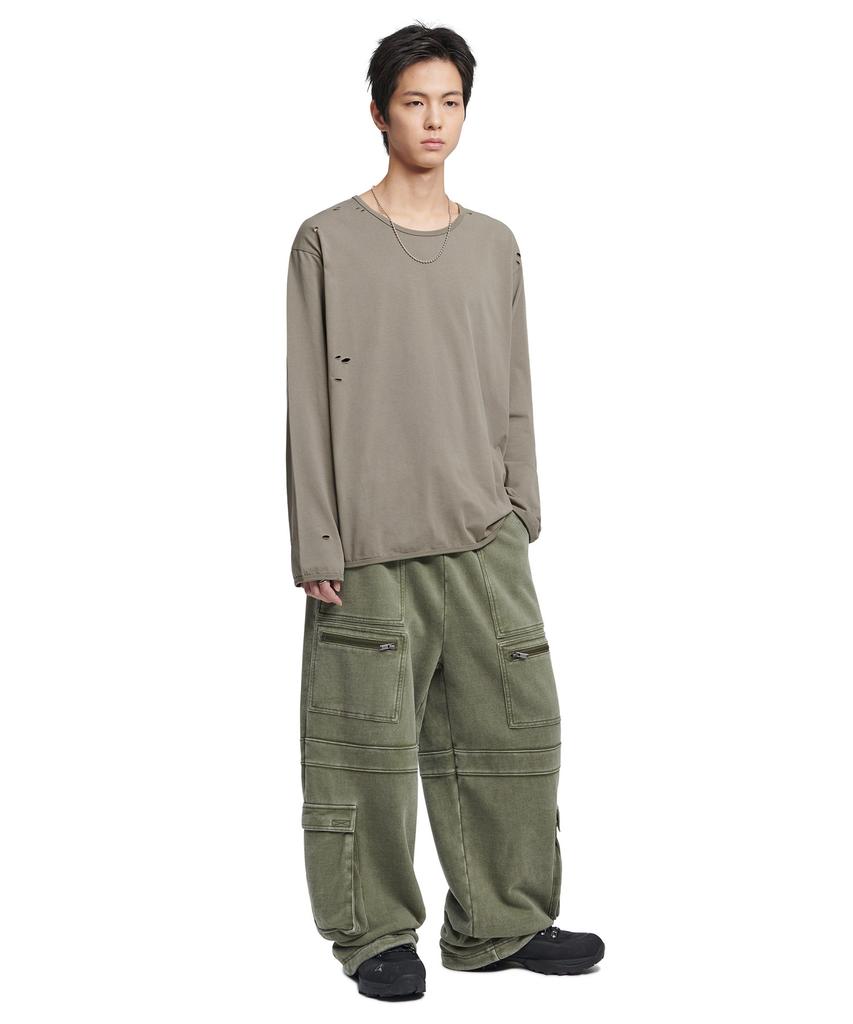Nomaenyueol Damaged Long Sleeve Tee - Warm Gray