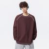 Mens Waffle Knit Long Sleeve T-Shirt Casual Sports Color Block Round Neck Top