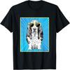 Basset Hound Porträt Pop Art Hund mit Sonnenbrille T-Shirt für Herren Damen Kinder