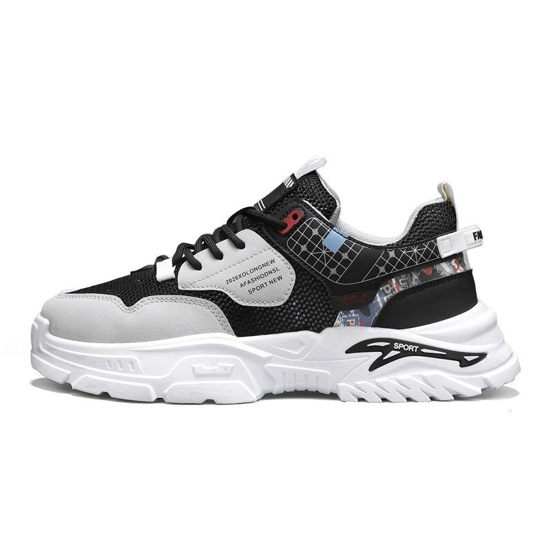 Men S Shoes Summer Casual Breathable Mesh Sneakers Youth Low-Top Thick-Soled Non-Slip Dad Trendy Shoes 39