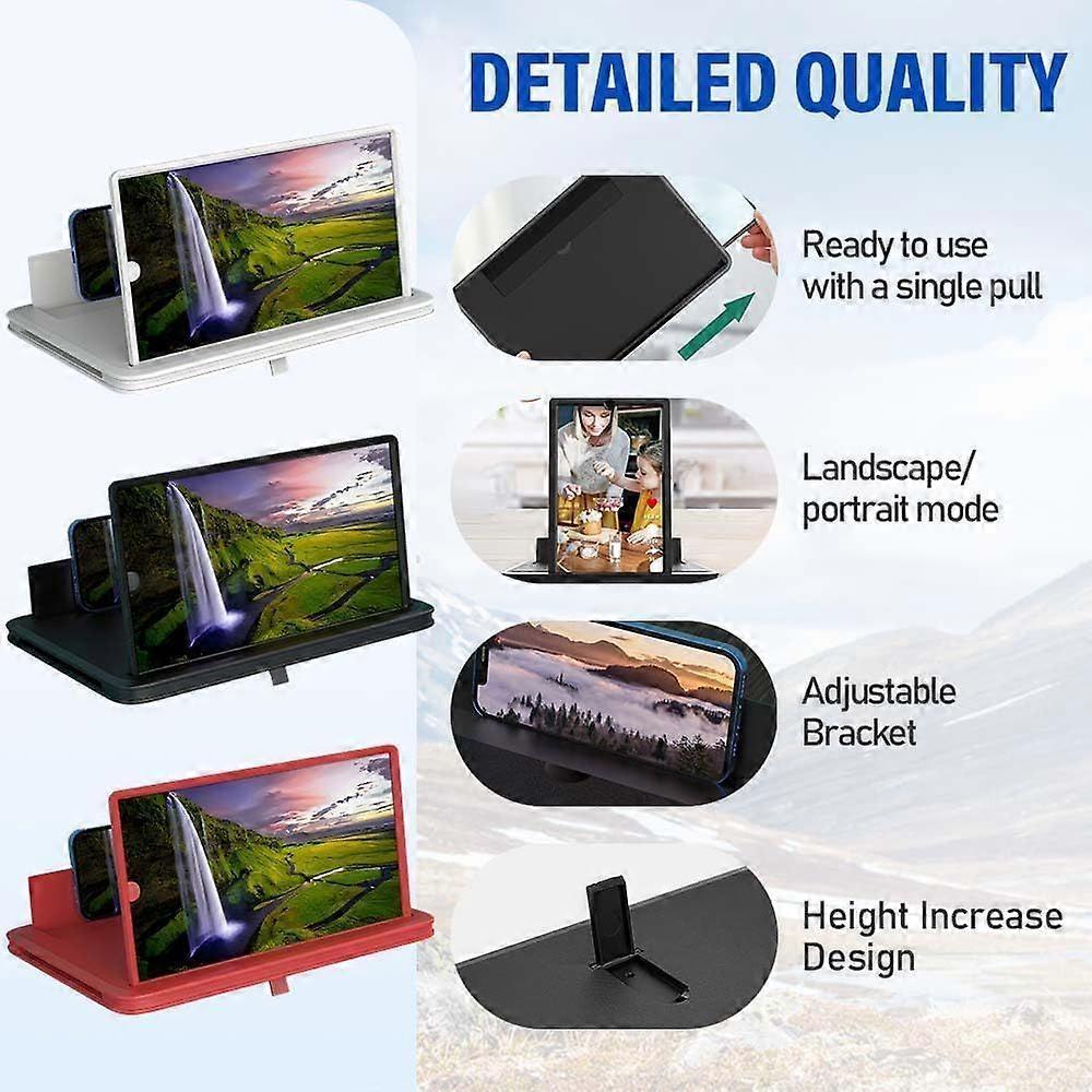 Upgrade Bildschirm Lupe für Handy, Bildschirm Lupe, 3D HD Bildschirm Handy Lupe Vergrößerer für Filme & Gaming, Faltbarer Handy Ständer mit