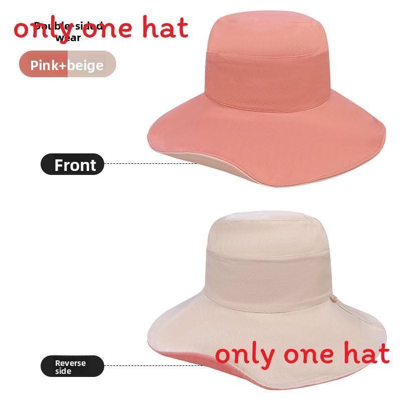 Reversible Wide Brim Sun Hat With Solid Color Design For Summer Use Casual