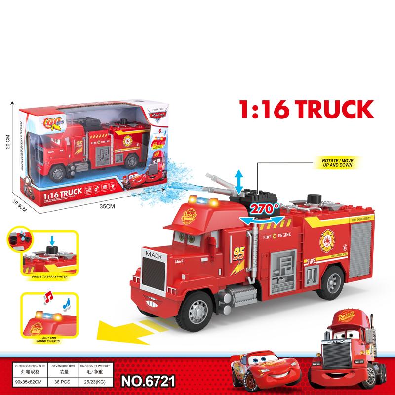 1:16 Anime Pixar Cars Toy Set Lightning Mcqueen Super-Liner Fire Engine Model Parent Child Interactive Toy Desktop Ornament Gift