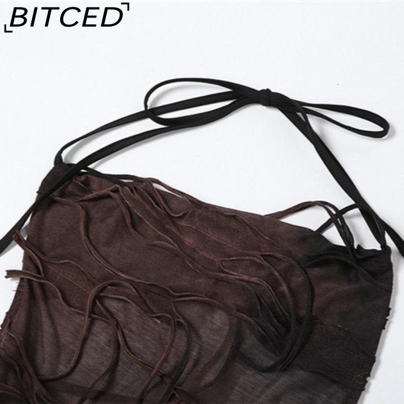 BITCED Summer Women's Solid-Color Slim-Fit High-Waisted Fashion Strapless Sexy Backless Dress