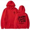Jesus Love's You Christian Bible Verse Hoodies Letter Graphic Printing Sweatshirts Men Women Hooded Pullovers Unisex Tops