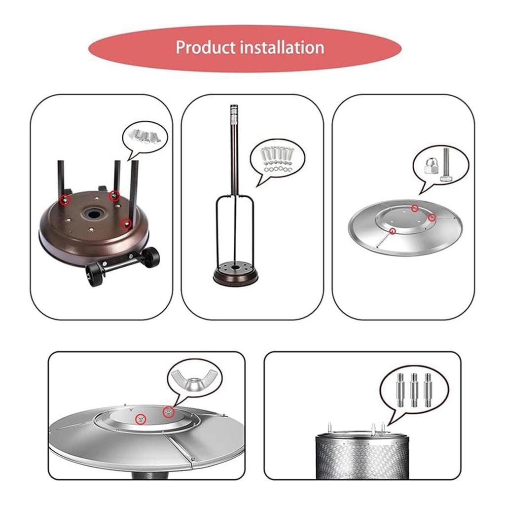 Replacement Hardware Bolt & Nut Set for Patio Heater - Propane Outdoor Space Heater Accessories