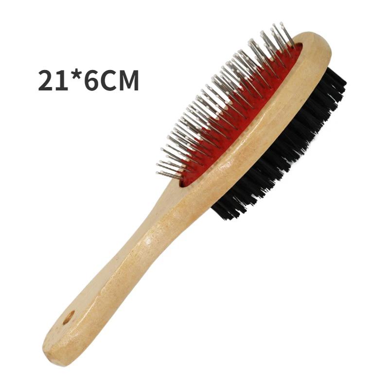 1 buc Pieptene pentru animale de companie Toaletare Pieptene dublu pentru animale de companie Perie pentru câini mari Pieptene de frumusețe pentru pisici câini Păr Lemn Îndepărtare Perie moale Consumabile pentru câini