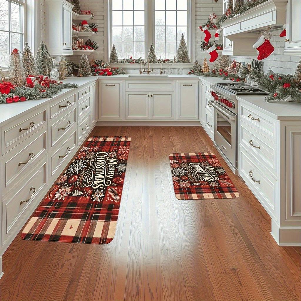 1PC MERRY CHRISTMAS Kitchen Rug Non-Slip Door Mat Pop Design Bathroom Rug Bath Mat Carpet for Home Sink Laundry Decoreeree