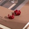 Temperament Ankara Red Pleated Stud Earrings For Women Niche Design Paint C-Shaped Stud Earrings For Women