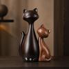 2 Pieces Ceramic Cat Figurine Cute Ornament Stylized for Living Room