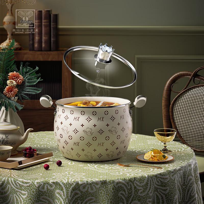 Huoxiang Krone Emaille Suppentopf