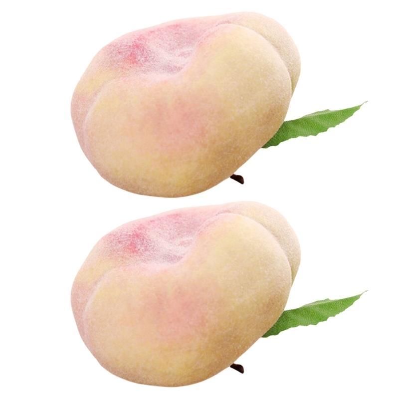 2Pcs Simulation Peach Artificial Fruit for Kitchen Decoration and Festival