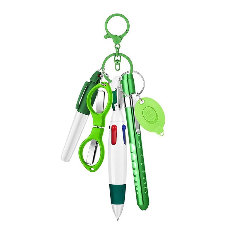 

Набор ручек для медсестры 6 в 1 Многофункциональный фонарик Складные ножницы Шариковая ручка Брелок Ручки для медсестры Перманентный маркер зелёный