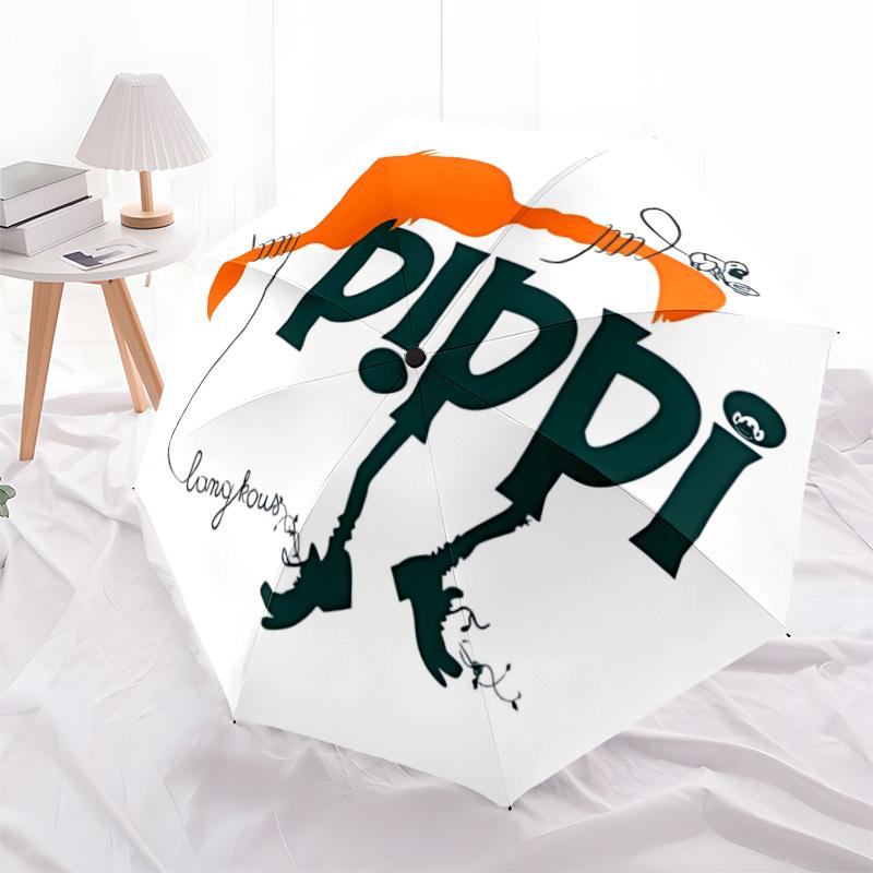 1pc Pippi Longstocking Automatic Folding Umbrella - 8-Rib Automatic Open/Close, Portable Collapsible Compact Umbrella yy251218024