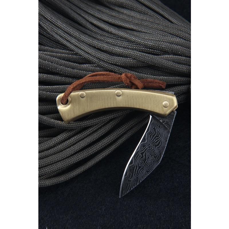 Folding Blade Knife Brass Handle High Hardness Damascus Steel Outdoor Camping Pocket Knife EDC Tools