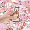 50 Pink Christmas Doodle Stickers Suitcase Car Laptop Mobile Phone Waterproof Decorative Stickers