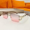 New Frameless Small Square Sunglasses With Rhinestone Accents For Fashionable Street Style