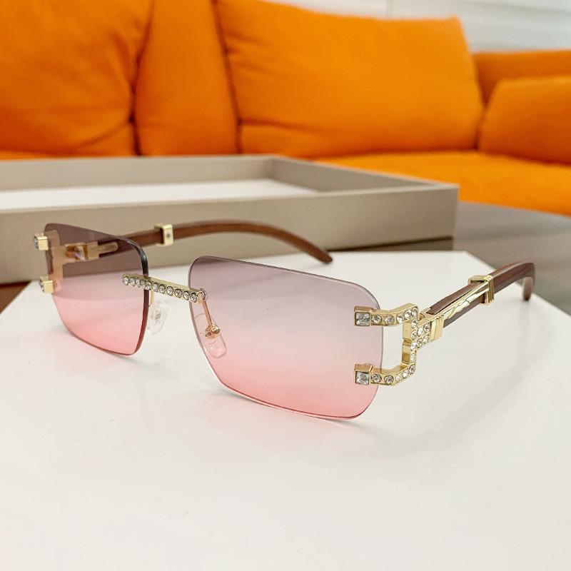 New Frameless Small Square Sunglasses With Rhinestone Accents For Fashionable Street Style