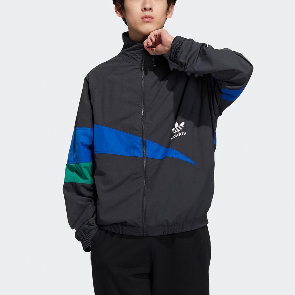 Adidas Originals Clover Ts Track Top Contrast Stitching Pattern Logo Jacket Men Jacket Black HF5942