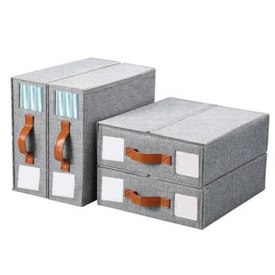 2024 New Foldable Sheet Storage Box Imitation Cotton Linen Closet Storage Space with Label Storage Box