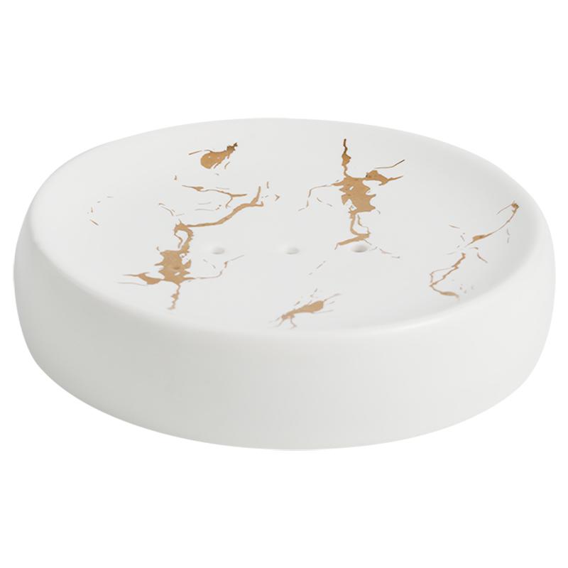 Gold Marble Ceramic Dispenser for Liquid Soap, Gel, or Shampoo